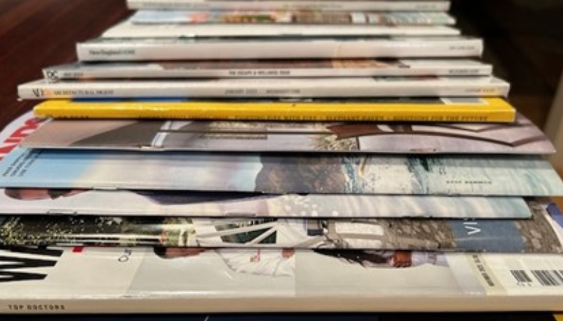 Stacks of catalogs